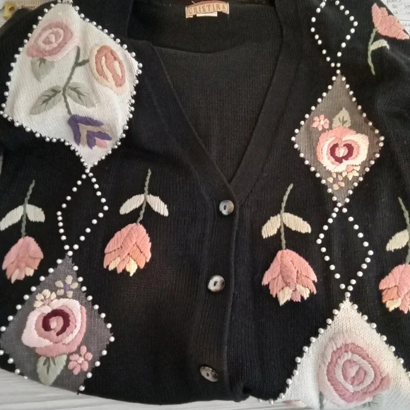 Christina vintage embroidered gramma cottage core women's cardigan medium - Picture 7 of 8